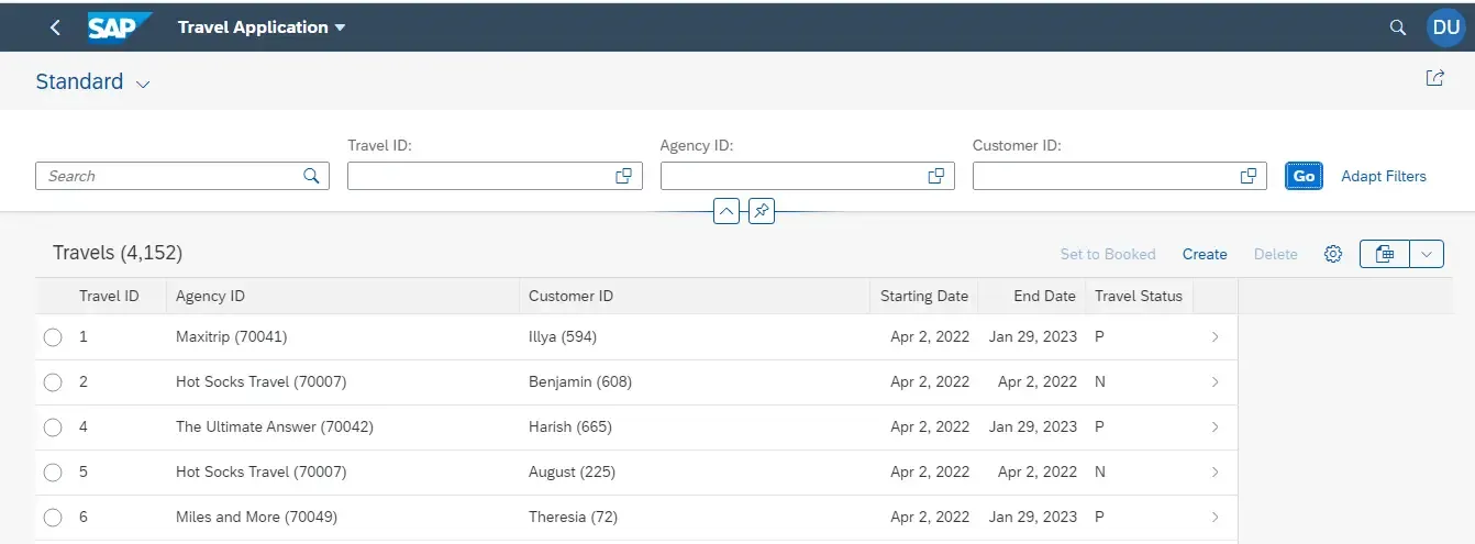 Travel App made with ABAP